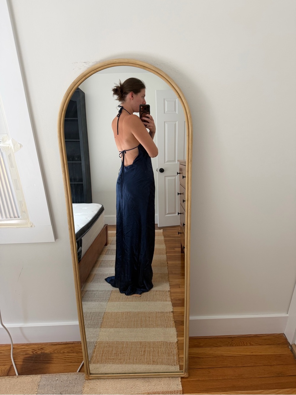 Reformation Jeany Silk Dress in Navy - Picture 4 of 5
